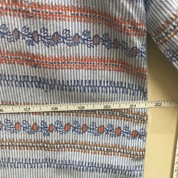 Roller Rabbit Cotton Blue Striped Shirt Elastic Sleeves Sz Large - Picture 4 of 10